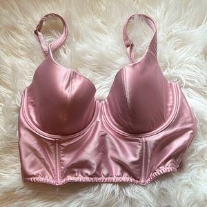 Satin pink corset bra top